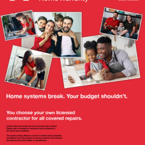 America's Preferred Home Warranty advertisement with the slogan 'Home systems break. Your budget shouldn’t.' featuring images of joyful families and the Keller Williams Approved Vendor logo.